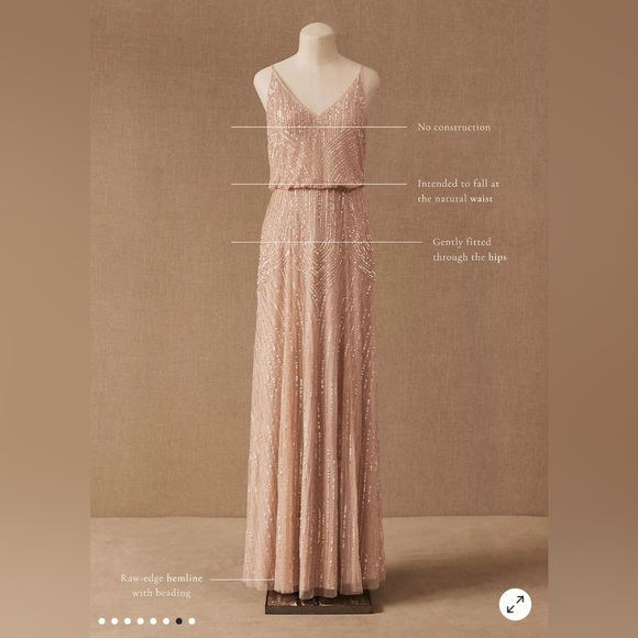 BHLDN NWT Pink and Gold Sleeveless Maxi gown - Picture 3 of 16